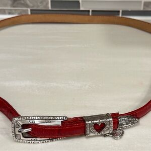 Vintage Brighton Red Leather Heart Buckle Belt Size 32